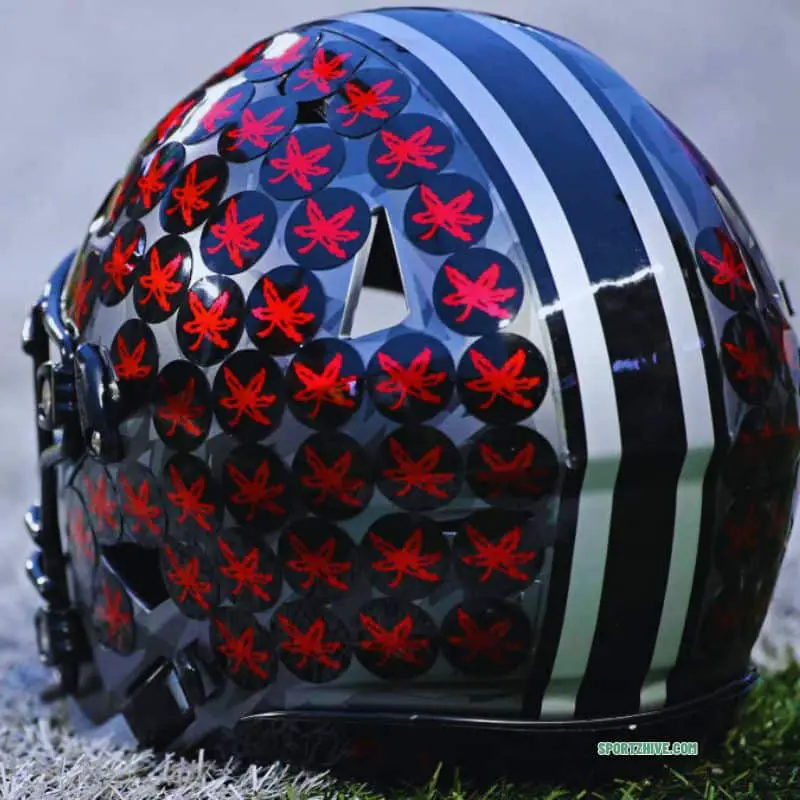 How do Ohio State football players earn stickers on their helmets