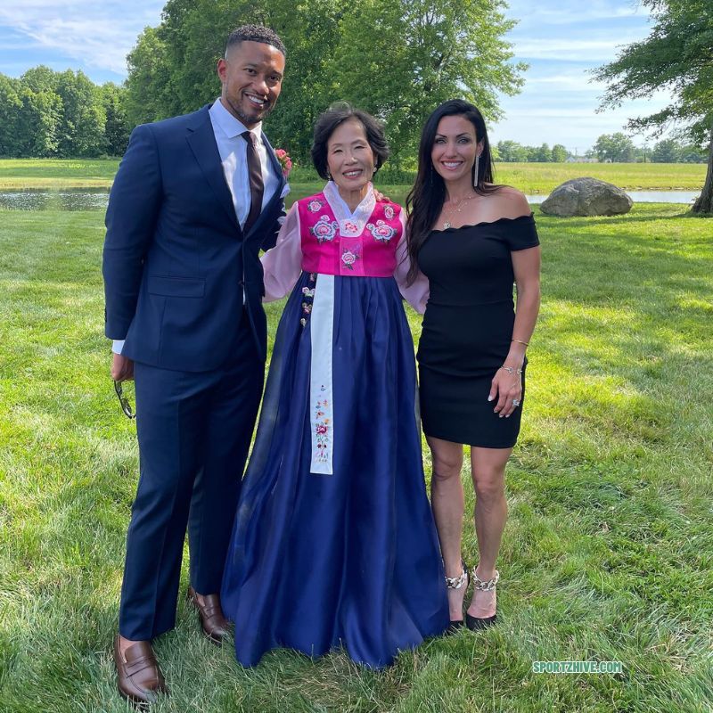 Marcus Freeman, his Wife Joanna Freeman and his mother